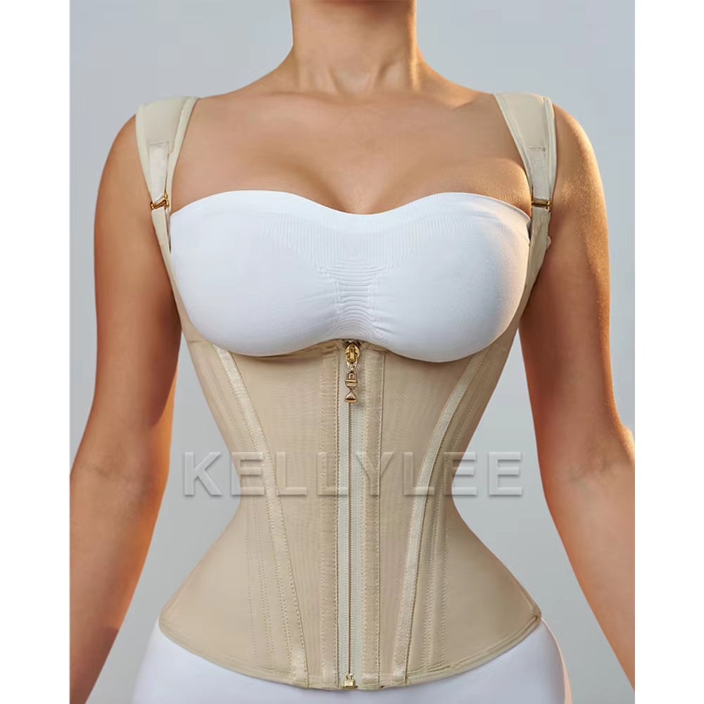 Highly Compressed Sexy Body Wrap Waist Trainer Adjustable Tummy Belt Waist Trimmer with Shoulder Straps for Postpartum Recovery