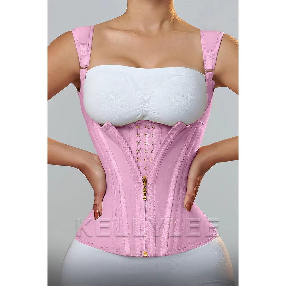 Highly Compressed Sexy Body Wrap Waist Trainer Adjustable Tummy Belt Waist Trimmer with Shoulder Straps for Postpartum Recovery
